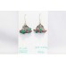 Tribal Jhumki Earrings Silver 925 Sterling red green onyx bead Stone B720